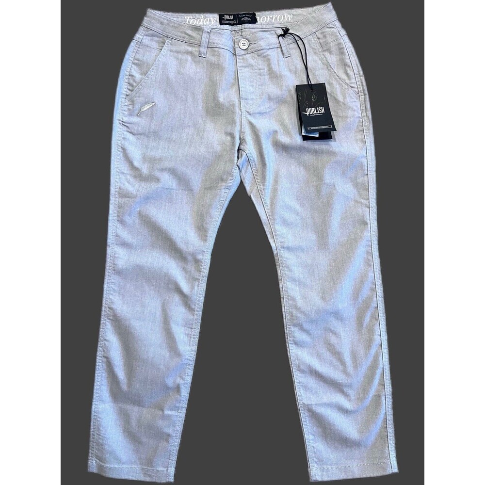 Publish Pants Women Size 27 Light Grey Cotton Straight Leg Mid Rise Relaxed
